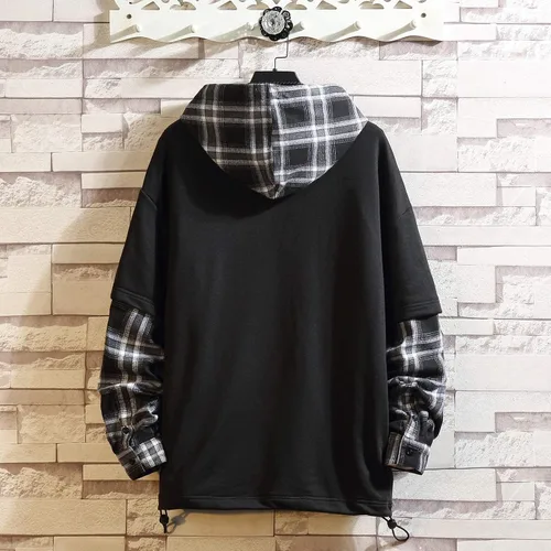 Miniatura 3 de GURUNVANI Sudaderas con capucha de patchwork de estilo japonés Hombres Personajes Streetwear Sudadera con capucha para hombres