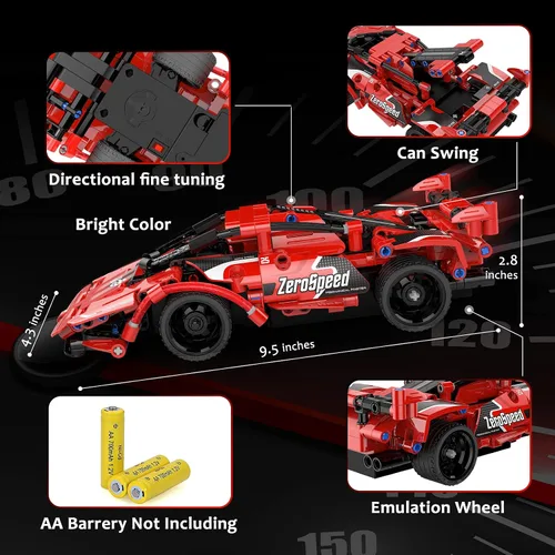 Miniatura 6 de GMAOPHY Juguetes de construcción STEM para niños de 5, 6, 7, 8, 9, 10, 11, 12 años, kits de ingeniería de auto de carreras de control remoto 2 en 1