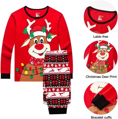 Miniatura 14 de Pijamas familiares a juego de Navidad pijamas de algodón para vacaciones