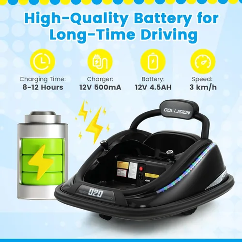 Miniatura 2 de OLAKIDS Coche chocador para niños pequeños, juguete eléctrico de 12V para niños con control remoto, vehículo a batería para bebé, rotación de 360