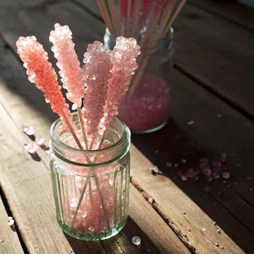Miniatura 3 de Palitos de caramelo de roca extragrandes: 12 paletas de cereza rosa – envueltas individualmente – Palitos de caramelo de roca de cristal