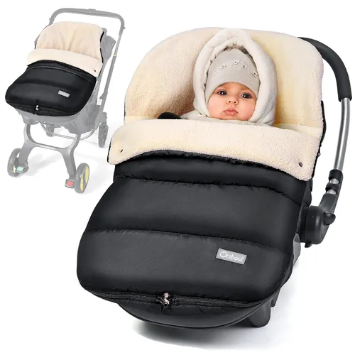 Miniatura 10 de Orzbow Funda de asiento de coche de invierno de piel sintética de oveja para bebés, bolsa frazada impermeable para asientos de coche y cochecitos