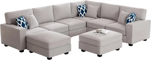 Miniatura 9 de Legend Vansen - Sofá modular seccional en forma de U con otomano, moderno, reversible, para esquina, seccional para sala de estar