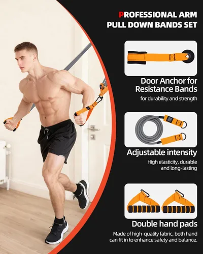 Miniatura 6 de Abahub Juego de bandas de entrenamiento de brazos, bandas de resistencia con asas y correas de tobillo para mujer y hombre, juego para entrenamiento