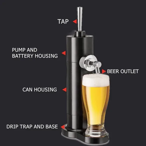Miniatura 3 de Dispensador de Cerveza de Barril, Sistema de Barril de Cerveza Enlatada, Mini Kegerator, Creador de Espuma de Cerveza, Grifo de Lata de Cerveza
