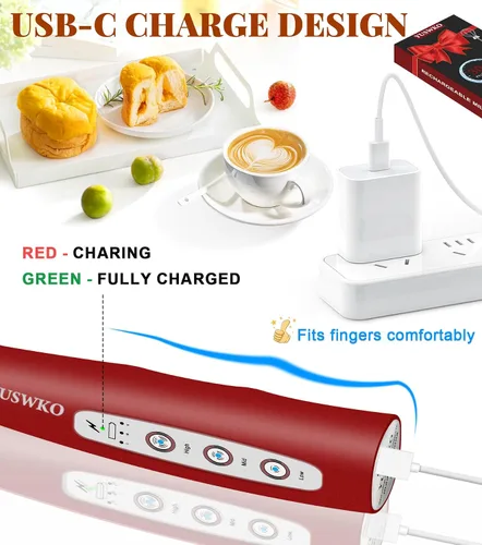 Miniatura 4 de YUSWKO Espumador de leche de mano para café, mezclador de bebidas recargable con 3 cabezales, 3 velocidades, batidor eléctrico de café, regalo
