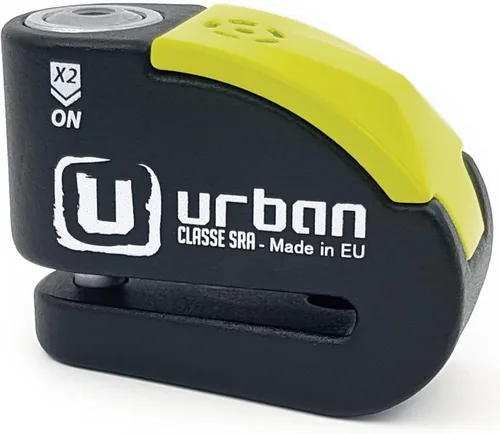 URBAN UR10 Hi-Tech Bloqueo de disco de alarma para motocicleta de 120 dB, máxima seguridad aprobada por SRA, advertencia sensibilidad A+, activación