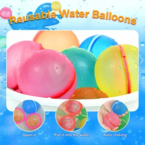 Miniatura 4 de 98K Globos de agua reutilizables, 12 piezas con bolsa de malla, juguetes de agua para piscina y playa, para niños y niñas, juguetes de verano al