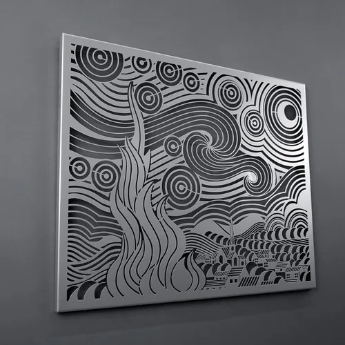 Colorfull Worlds Arte de pared de metal de la noche estrellada, arte Van Gogh para el hogar y la oficina, decoración de pared de arte único, regalo