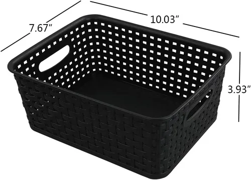 Miniatura 3 de Kiddream Juego de 6 cestas de almacenamiento de tejido de plástico para despensa (negro)