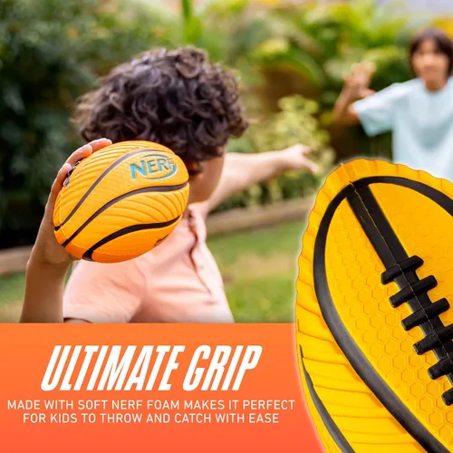 Miniatura 4 de Nerf - Pelota de fútbol infantil de espuma suave con agarre en espiral, pelota junior de fácil agarre, 8.5 pulgadas