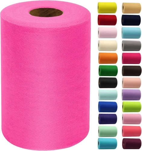 Miniatura 11 de Rollos de tela de tul de 6 pulgadas por 100 yardas (300 pies) Carrete de cinta de tul para manualidades, tutú, arco para la cabeza, decoración