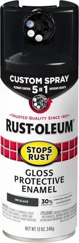 Rust-Oleum 380397 Stops Rust - Pintura en aerosol personalizada 5 en 1, 12 onzas, color negro tinta brillante Tinta brillante negra
