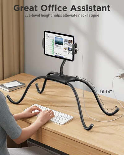 Miniatura 7 de SAIJI Soporte para iPad, soporte ergonómico ajustable para cama, soporte Kindle para leer en la cama, apto para tableta, teléfono, Kindle, monitor
