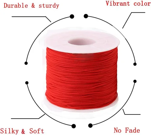 Miniatura 3 de Cordón de nailon trenzado de 150 yardas de 0.020 in para nudos chinos, pulseras, collares, macramé, fabricación de joyas, costura (rojo)