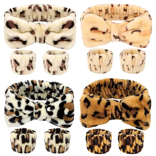 Miniatura 13 de CIEHER 12 PCS Diademas de Maquillaje para Mujeres Muñequeras Bandas de Lavado Scrunchies Puños para Lavar la Cara, Banda de Cabello Suave con Lazo a