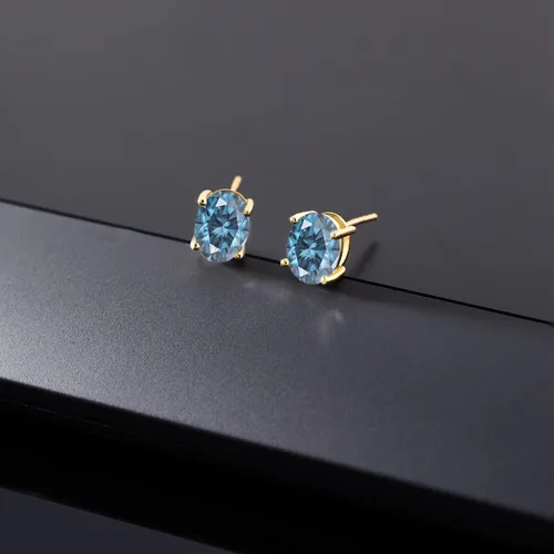 Miniatura 335 de Gem Stone King Aretes de oro de 14 quilates con piedra natal ovalada de 0.315 x 0.236 in Aretes de oro para mujer