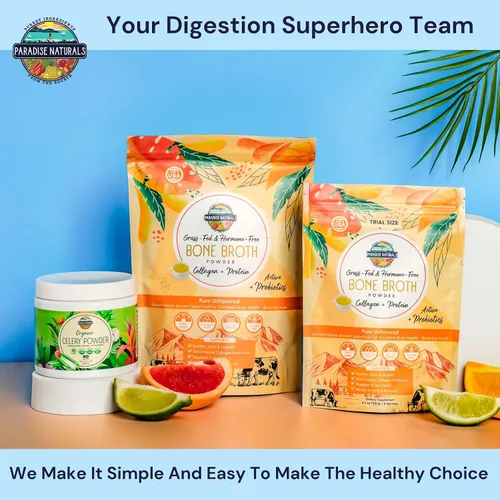 Miniatura 7 de Paradise Naturals Polvo de caldo de huesos de ternera 100% alimentado con pasto natural + probióticos activos, colágeno, 15g de proteína, sin OGM