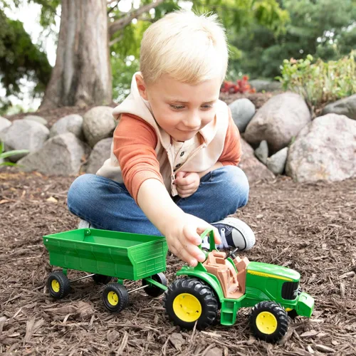 Miniatura 3 de TOMY John Deere - Tractor de juguete para niños con juego de vagón Flarebox, 8 pulgadas, juguetes de tractor John Deere para niños, juguetes
