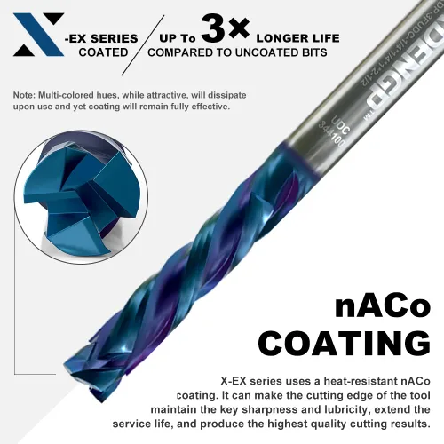 Miniatura 4 de Broca de enrutador espiral de compresión con corte ascendente y descendente de 3 flautas para CNC, diámetro de corte de 1/4 pulgadas, longitud
