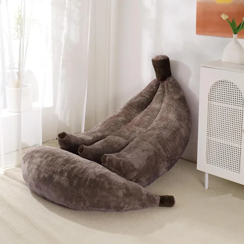 Miniatura 22 de Sofá de frijoles con otomana IEVENW en forma de banana, sofá de piso con reposapiés, cómodo sofá cama convertible para adultos, sofá de felpa