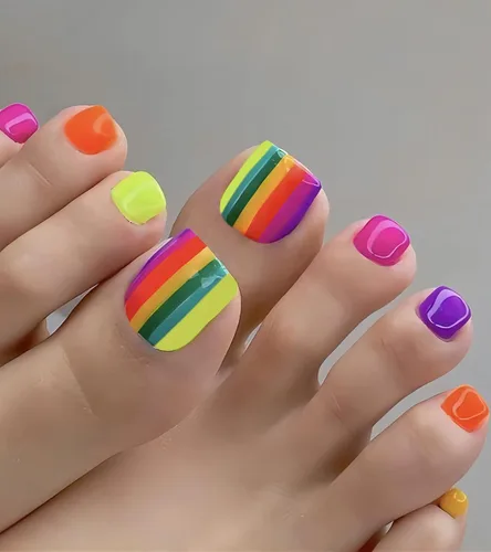 Miniatura 7 de Uñas postizas a presión para los dedos, color rosa intenso, color sólido, para verano, uñas postizas, kit de pedicura para mujeres, 28 piezas