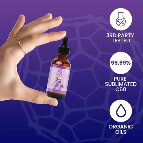 Miniatura 2 de C60 Power C60 en aceite de coco MCT orgánico – Suplemento antioxidante y bienestar natural para hombres y mujeres, 99.99% de carbono puro