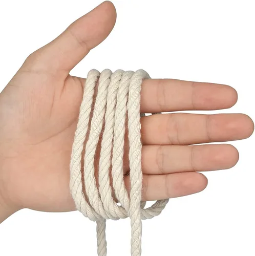 Miniatura 3 de jijAcraft Cuerda de algodón de 1/4 pulgadas, cuerda de macramé blanca de 0.236 in x 65 pies, cuerdas de tendedero de 4 capas para manualidades