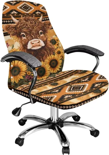 Miniatura 34 de Funda para silla de oficina de gato negro con brazos, elástica, a prueba de mascotas, antideslizante, todo en uno, decoración de escritorio de gato