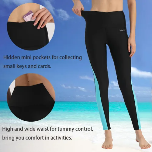 Miniatura 3 de Ubestyle UPF 50+ - Pantalones de natación de cintura alta para mujer, mallas de natación, pantalones de protección solar