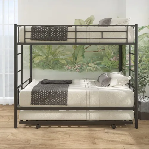 KLMM Litera individual sobre individual con nido, adecuada para niños, adolescentes, adultos, dormitorio, dormitorio, no requiere somier (negro # M