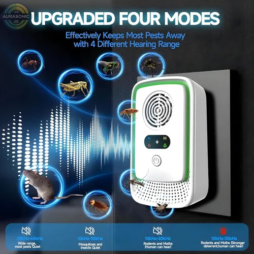 Miniatura 2 de Aurasonic Repelente ultrasónico de plagas mejorado 2026 para interiores, paquete de 6 dispositivos enchufables para el hogar, la oficina y el almacén