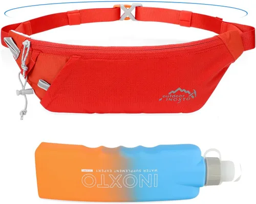 Miniatura 11 de INOXTO Cinturón delgado para correr con riñonera para mujeres y hombres, bolsa deportiva de cintura con botella de agua de 300ml para correr