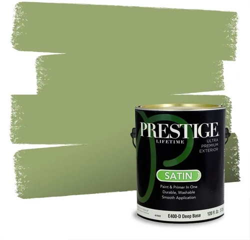Miniatura 172 de Prestige Paints - Pintura exterior e imprimación en uno, 1 galón, plano, compatibilidad comparable con el color menta «Whipped Mint» de Behr