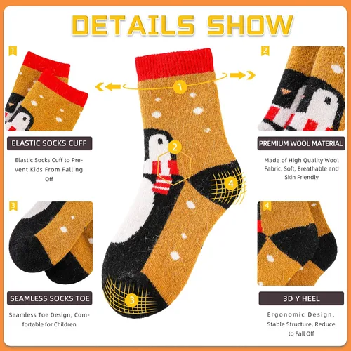 Miniatura 4 de Eocom 6 pares de calcetines de invierno cálidos de lana para niños y niñas