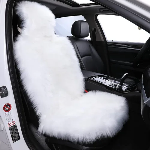 Miniatura 9 de Maples 1 PC Funda de Asiento de Coche de Piel de Oveja Sintética Mullida de Lana para Auto SUV Camiones Ajuste Universal, Cojines de Asiento