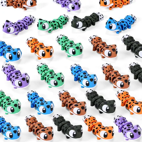 Miniatura 14 de 12 figuras de gusano impresas en 3D de animales, articuladas, flexibles, para aliviar el estrés, figuras de animales, decoración de escritorio