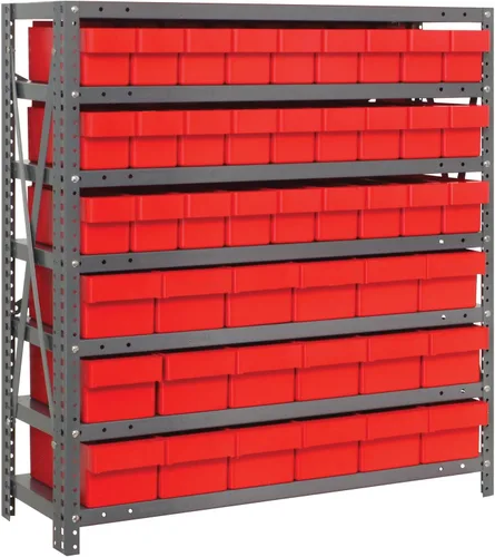Miniatura 546 de Quantum QSBU-245BK Heavy Duty Shelving Unit with (7) Shelves and (24) QUS245 Black Bins for Garage Warehouse Storage Distribution 400 lb Load