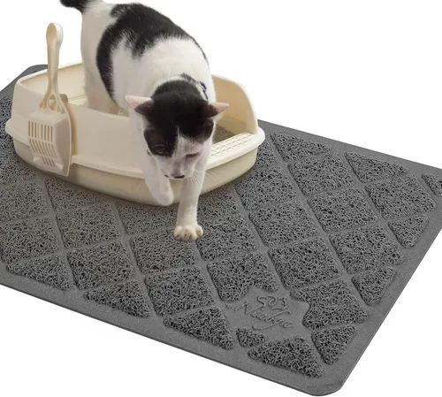 Miniatura 9 de Niubya Tapete de arena para gatos de alta calidad, tapete para caja de arena con respaldo antideslizante e impermeable, tapete atrapa arena suave