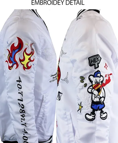 Miniatura 3 de SCREENSHOT Hip-Hop Urban NYC Fashion Bomber Jacket - Moderna chaqueta ligera para exteriores, con estampado de grafiti, con cremallera