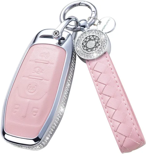 Miniatura 15 de Funda para Llave Ford con Llavero, Protector de Estuche de Llave de Cuero con Cristal Compatible con Ford Fusion F150 F250 F350 F450 F550 Edge