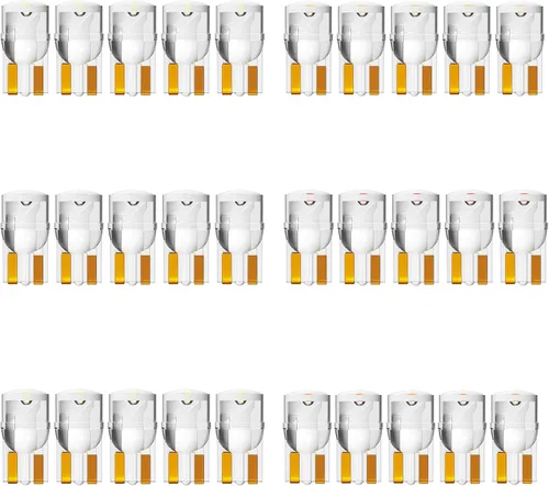 Miniatura 8 de Alopee Paquete de 30 bombillas LED 194 ámbar acrílico T10 bombilla LED ámbar DC 12V luces interiores de coche para 194 168 T10 2825 W5W marcador