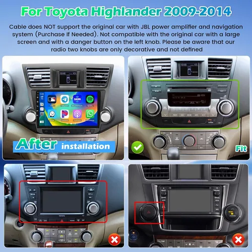 Miniatura 2 de [DSP] Radio de coche 4+64G para Toyota Highlander 2009 2010 2011 2012 2013 2014 Carplay Android Auto, 10.1 pulgadas HD IPS pantalla táctil estéreo