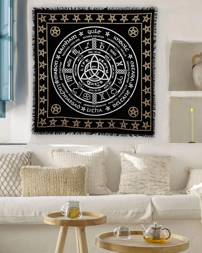 Miniatura 4 de Indian Consigners Tela de altar Rueda pagana Brujería Alter Tarot Spread Top Cloth Wiccan Square Spiritual 18 por 18 Rueda pagana sagrada