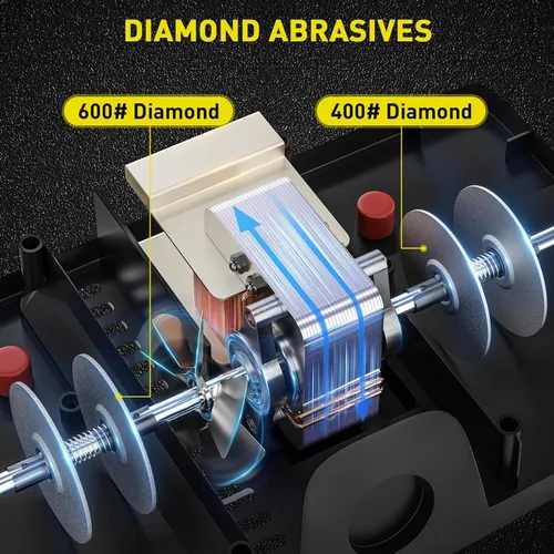 Miniatura 2 de Secura Afilador de cuchillos eléctrico de 2 etapas con abrasivos de diamante y guías de ángulo de precisión, herramienta de afilado profesional