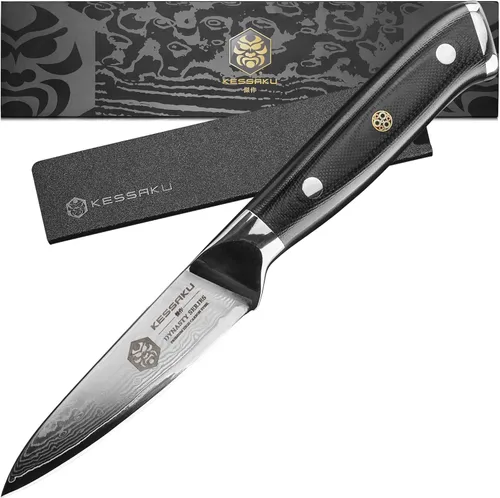 Miniatura 11 de KESSAKU Nakiri Cuchillo – 7 pulgadas – Serie Damascus Dynasty – Cuchillo asiático para verduras – Cuchillo de cocina afilado – Acero inoxidable