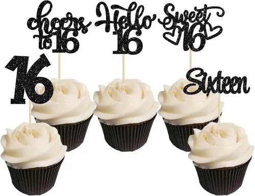 Miniatura 9 de 30 piezas Adornos para pastel de cumpleaños de 6 años, seis brillos, hola 6, púas para cupcakes, felicitaciones a los 6 años, decoraciones