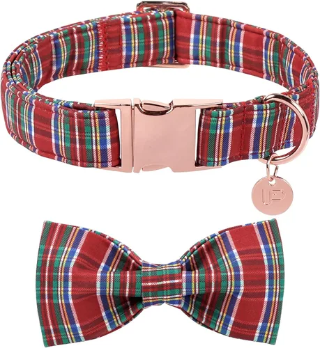 Miniatura 28 de Collar de Navidad para perro con pajarita, collar de Navidad para cachorros, hembras, machos, perros o gatos, collares con lazo con hebilla de metal