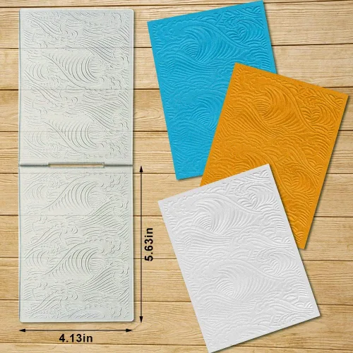 Miniatura 2 de Estivaux Carpetas de estampado de olas marinas para hacer tarjetas, carpetas de plástico de cirros de 5.7 x 4.2 pulgadas, plantilla de verano