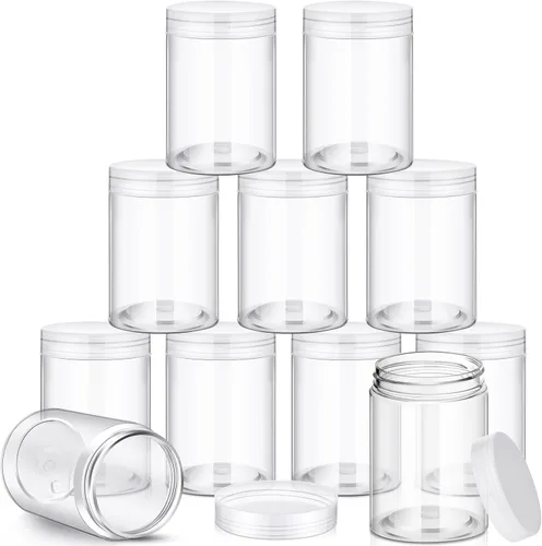 Miniatura 65 de SATINIOR Paquete de 12 frascos de plástico con tapas, frascos redondos para cosméticos de viaje, para artículos de tocador, loción, crema